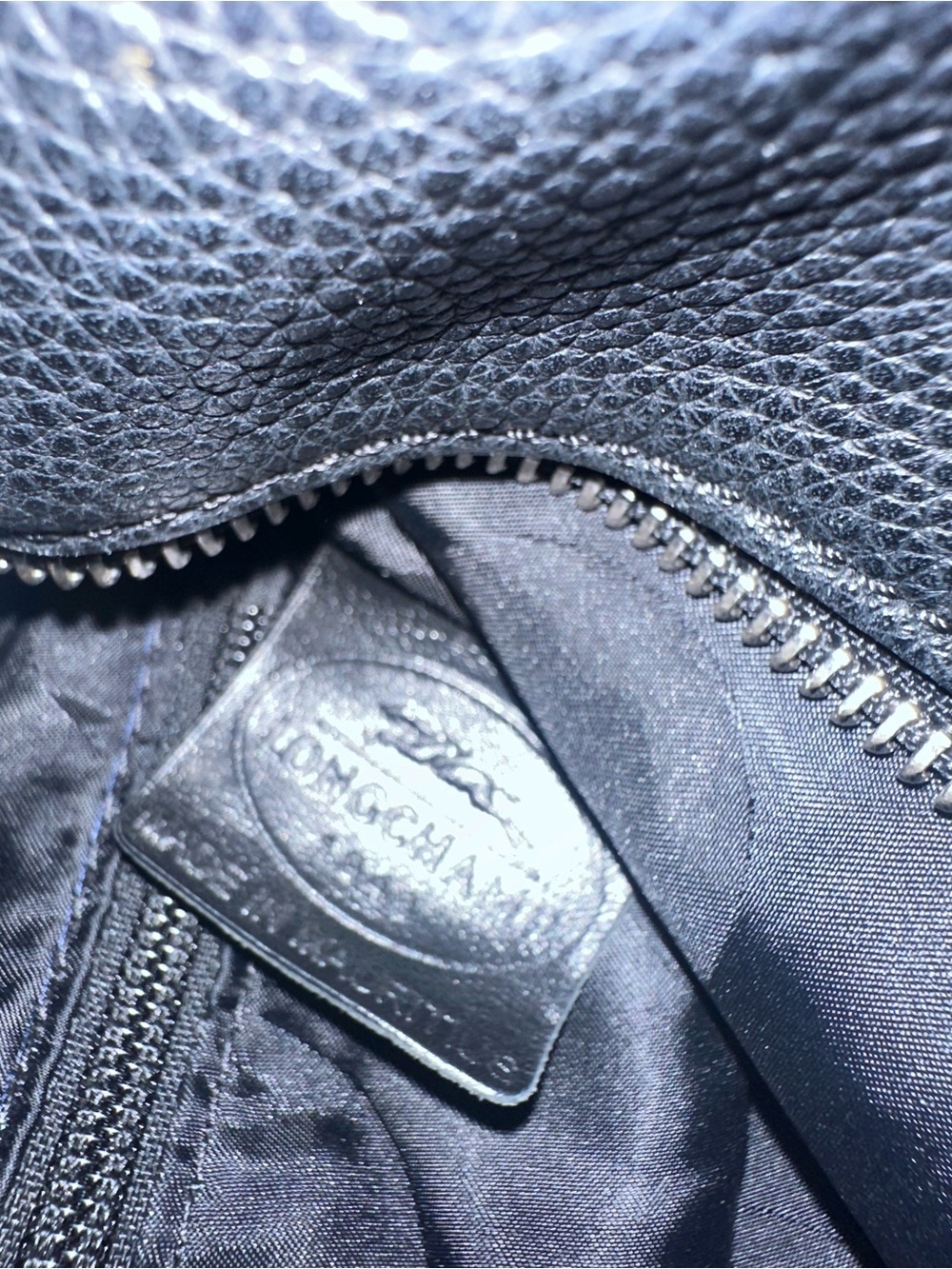 Longchamp Black Pebbled Leather Tote Bag - Picture 12 of 15